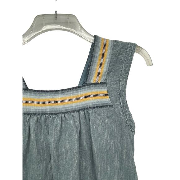 Faherty Dress Hailee Chambray Cotton Huipile Indigo Ombré Stripe Size Small - Picture 6 of 9